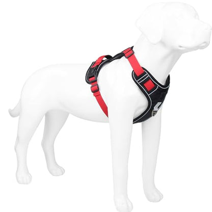 dPois Adjustable Reflective Dog Harness with Back Handle Tactical Padded Vest for Control Easy Walking Large Breed Dogs Black Large - color: Black, size: Large