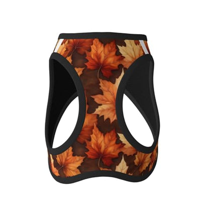 Maple Leaves Fall Pattern Pet Harness Escape Proof Dog Harness Adjustable Mesh Padded Reflective Dog Vest Harness and Leash Set Large - color: Style 3, size: Large