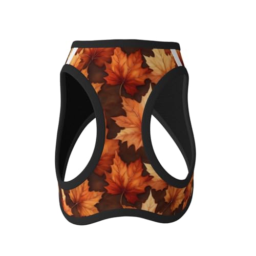 Maple Leaves Fall Pattern Pet Harness Escape Proof Dog Harness Adjustable Mesh Padded Reflective Dog Vest Harness and Leash Set Medium - color: Style 3, size: Medium