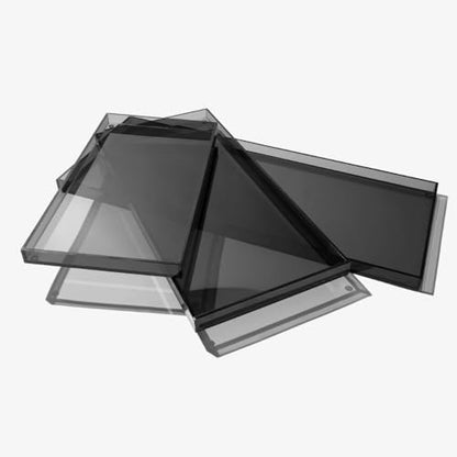 Hiddin Smoke Grey Acrylic Pet Feeder Overflow Tray, Modern Spill Mat for Dogs and Cats, Protects Floors from Water and Food Mess, Durable Lucite, Easy to Clean, Pairs with Elevated Dog Bowl Stand - size: Large
