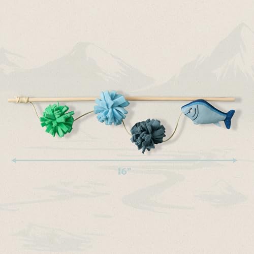 Cat Toys | Plush Fish Teaser Cat Wand Toy | Eco Friendly Interactive Cat Toys for Indoor Cats - style: Finn the Fish Teaser