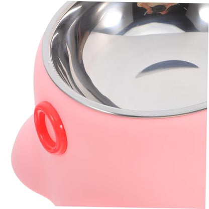 VICASKY Stainless Steel Pet Bowl Cat Water Bowl -Spill Portable Dog Dish Indoor Outdoor Use - color: Pink