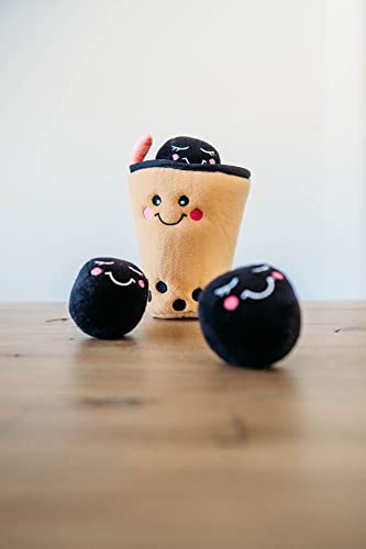 ZippyPaws Burrow- Interactive Dog & Puppy Toys for Boredom, Stimulating Pet Products to Keep them Busy, Hide & Seek Plush Dog Puzzles, Squeaky Enrichment for Small, Medium, & Large Dogs- Boba Milk Tea - style: Boba Milk Tea