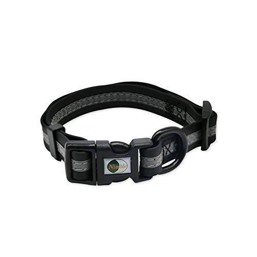 NIMBLE Dog Collar Waterproof Pet Collars Anti-Odor Durable Adjustable PVC & Polyester Soft with Reflective Cloth Stripe Basic Dog Collars S/M/L Sizes (Small (9.45”-14.17”inches), Black) - color: Black, size: Small (9.45”-14.17”inches)