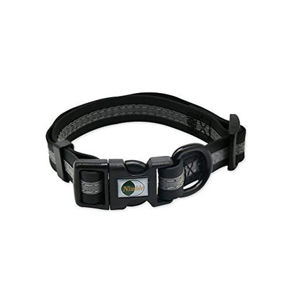 NIMBLE Dog Collar Waterproof Pet Collars Anti-Odor Durable Adjustable PVC & Polyester Soft with Reflective Cloth Stripe Basic Dog Collars S/M/L Sizes (Small (9.45”-14.17”inches), Black) - color: Black, size: Small (9.45”-14.17”inches)