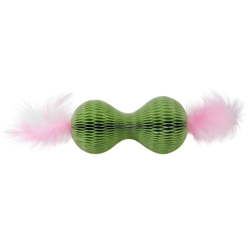 Petstages Honeycomb Hide-A-Ball Catnip Cat Toy – 2-in-1 Scratcher and Catnip Toy with Feathers and Corrugated Shell - color: Honeycomb Hide-A-Ball, size: 1 Count (Pack of 1)