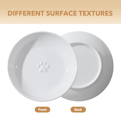 Havniva 5.7'' Ceramic Wide Whisker Friendly Cat Dishes, Set of 3 Ceramic Cat Bowls, Indoor Kitten Feeding Food& Water Dish to Prevent Whisker Fatigue(3 Pcs) - color: 3 Bowls- White