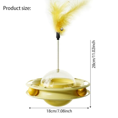 Cat Toys Interactive Track Balls,3 in 1 Cat Roller Toy for Indoor Cats,360° Rotating Food Leakage Device，Solve cat Anxiety and Attract Cats to Play (Yellow) - color: yellow