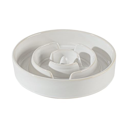 Havniva 1.6 Cup Slow Feeder Dog Bowls, 8.2” Ceramic Dog Slow Feeding Bowls for Medium Dogs Puzzle Dog Food Bowls for Fast Eater, Pet Slow Feeding Dish Non-Slip & Anti-Choking - color: 1 x White - A, size: L- 8.2inch / 1.6 Cups