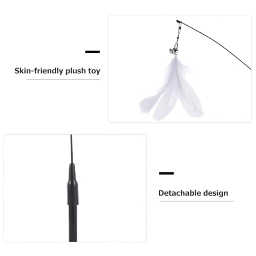 ibasenice Cat Teaser Stick with Suction Base and 10 Replaceable Plumage Heads, Interactive Kitten Teaser for Stress Relief and Indoor Play, Pet Supplies Set
