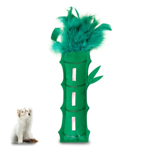 Andiker Catnip Toy for Cats, Cute Bamboo Shapes with Soft PP Cotton Bite-Resistant Cat Chew Toy with Catnip and Crinkle Paper Entertaining Interactive Cat Toy for Indoor Cats and Kitten (Bamboo) - style: Bamboo