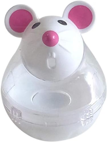 Mouse Shape Interactive Toys for Cats Toy,Play Cat Toy Pet Cat,Kitte Treat Holder Food Storage Dispenser Chew Play Toy for Indoor Cat and Kitten Exercise,Mice and Animal Toys (White) - color: White