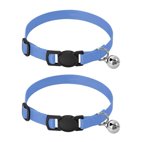 2 Pack Kitten Collar Cornflower Blue Dog Bell Collar, Adjustable Length 10.6" to 17.1" - color: Cornflower Blue