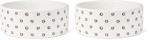 Fringe Studio Speckled Block Bone Medium Wax Resist Ceramic Pet Bowl (6.5" Diameter x 2.5" H, 26 fl.oz.), PetShop Collection (474506) (Pack of 2) - size: Medium (Pack of 2)