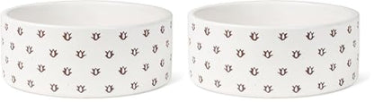 Fringe Studio Speckled Block Bone Medium Wax Resist Ceramic Pet Bowl (6.5" Diameter x 2.5" H, 26 fl.oz.), PetShop Collection (474506) (Pack of 2) - size: Medium (Pack of 2)