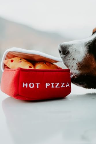 ZippyPaws Burrow- Interactive Dog & Puppy Toys for Boredom, Stimulating Pet Products to Keep Them Busy, Hide & Seek Plush Dog Puzzle, Enrichment Squeaky Toy, for Small & Medium Dogs- Pizza Box - style: Pizza Box