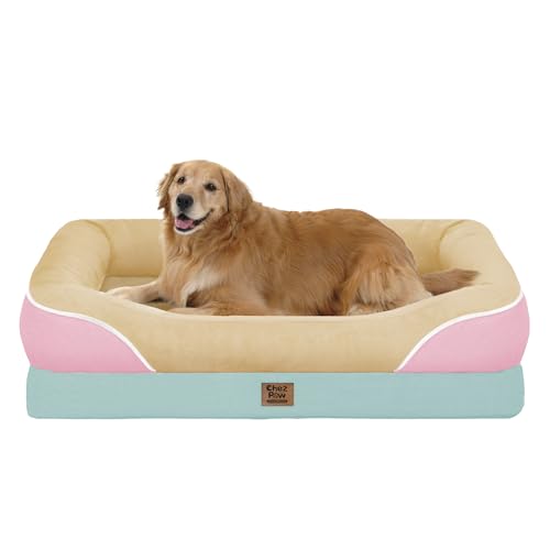 Chez Paw Extra Large Dog Bed Orthopedic - XL Orthopedic Dog Beds Waterproof Pet Couch Memory Foam Sofa Bolster with Removable Cover - 42 x 30 - color: Ivory Pink, size: XL-large (42"L x 30"W x 7.5"Th)