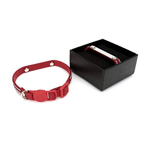 Mogoko Personalized Breakaway Cat Diamond Collar, Customized Bling Kitten Pet Collar with Engraved ID Name Plate and Bell（Red） - color: Red