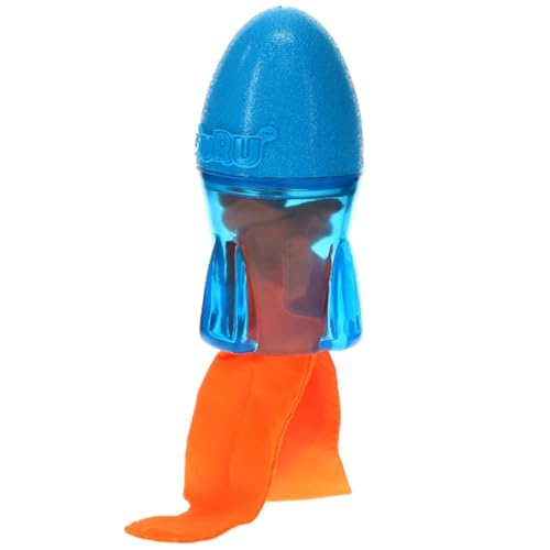 GURU Pet: Bonanza Rocket - Medium - Dog Toy, Blue & Orange, Hides & Dispenses Treats, Durable, Squeaks-Crinkles-Floats, Interactive Tug-Toss-Retrieval