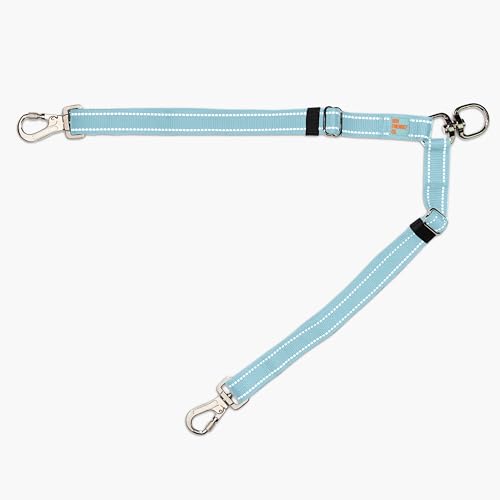 Dog Friendly Co. Leash Splitter | Walk Two Dogs | Complete Control - 360° Swivel, Tangle Free, Adjustable Length, Reflective Webbing, Heavy Duty Clips | Sky Blue - color: Sky Blue
