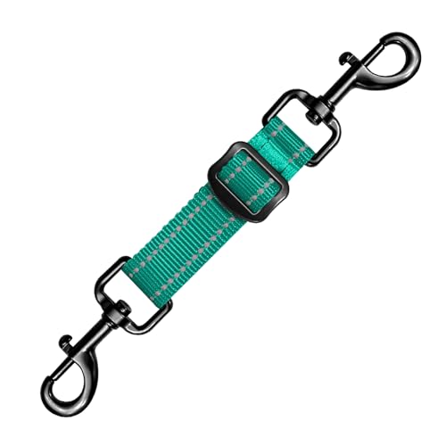 Dog Collar Safety Clip, Reflective Double-Ended Backup Connector for Harness to Collar, Adjustable Safety Clip for Prong, Pinch Collars, Prevents Escapes & Accidental Disconnection - color: Turquoise, size: M