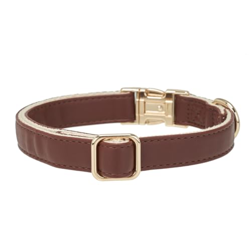 Soft Classic Leather Dog Collar Heavy Duty Padded Collars with Metal Buckle for Puppy Small Medium Dogs (Brown,XS) - color: Brown, size: XSmall
