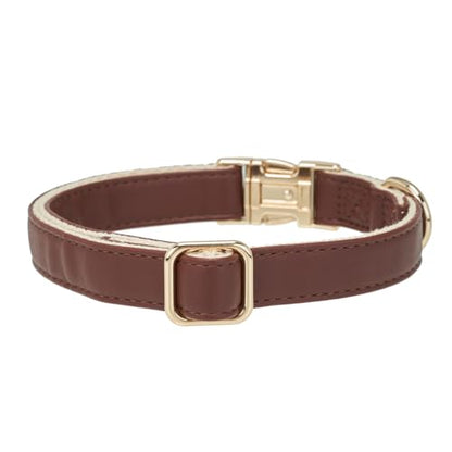 Soft Classic Leather Dog Collar Heavy Duty Padded Collars with Metal Buckle for Puppy Small Medium Dogs (Brown,M) - color: Brown, size: Medium