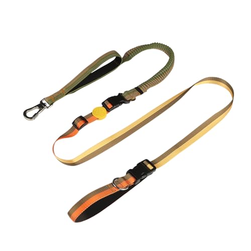 ‌EVERKING 6ft Hands-Free Dog Leash - 6-in-1 Adjustable with 360° Rotating Buckle, Night Reflective & Shock Absorbing for Large/Small Dogs (Up to 120lbs) (Golden) - color: Golden