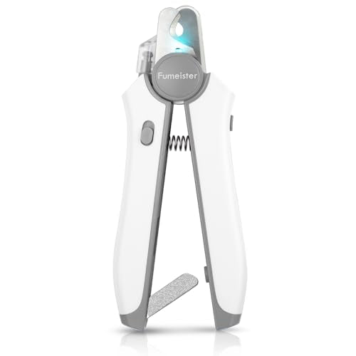 Type-C Rechargeable Dog & Cat Nail Clippers - LED Pet Nail Trimmer Extra Sharp for Small & Medium Dogs (Gray)