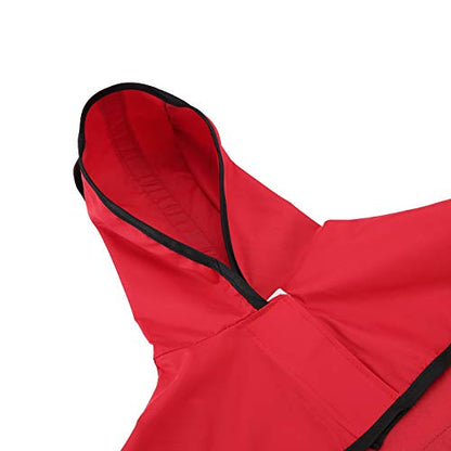 HDE Dog Raincoat Jacket Reflective Adjustable Hooded Pet Poncho Rain Coat with Leash Hole for Small to X-Large Dogs Red - S - color: Red, size: Small