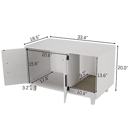 GDLF Modern Wood Pet Crate Cat Washroom Hidden Litter Box Enclosure Furniture House as Table Nightstand with Scratch Pad,Stackable (White) - color: White