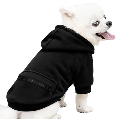 Jecikelon Pet Dog Cold Weather Coat with Pocket Winter Dog Hoodie Warm Puppy Clothes for Small Dogs Chihuahua Clothing (Small, Y02-Black) - color: Y02-Black, size: Small