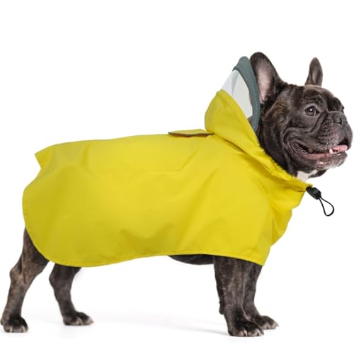 Dog Raincoat for Medium Dogs, Adjustable Clear Hooded Dog Rain Jacket, Waterproof Dogs Rain Coat Poncho with Reflective Strips for French Bulldog, Dachshund Yellow, M - color: Yellow, size: Medium