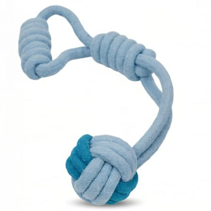 Tug of War Dog Toy 12 Inch Eco Cotton Interactive Dog Rope Toy with Grip Handle & Rope Tug Ball with Natural, Non-Toxic Dyes Tug Toy for Medium & Small Dogs - color: Sky Cloud