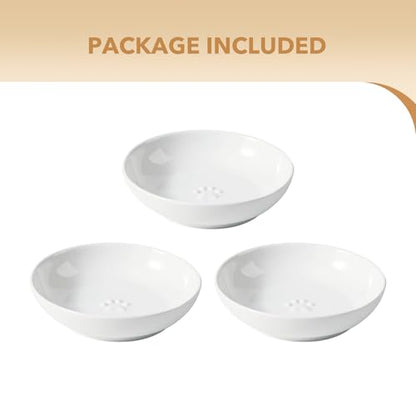 Havniva 5.7'' Ceramic Wide Whisker Friendly Cat Dishes, Set of 3 Ceramic Cat Bowls, Indoor Kitten Feeding Food& Water Dish to Prevent Whisker Fatigue(3 Pcs) - color: 3 Bowls- White