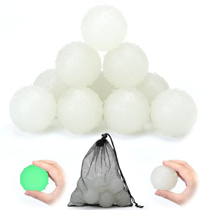 Liliful 10 Pcs Glow in the Dark Dog Toys 2.4 Inch Dog Balls Rubber Glowing Fetch Ball with Net Bag for Puppy Small Breed Dogs Only