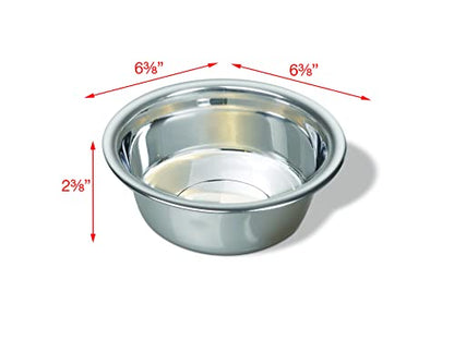Van Ness Pets Medium Lightweight Stainless Steel Dog Bowl, 32 OZ Food And Water Dish, Natural - size: 32 oz