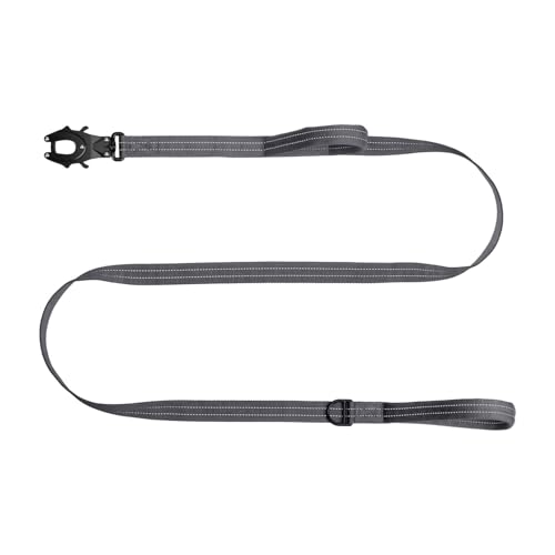 ICEFANG Relfective Dog Leash for Medium Large Dogs,K9 Training Walking Lead with Double Handle,Heavy Duty Auto-Lock Metal Clasp (6ft, Grey) - color: Grey, size: 6 ft (No bungee)