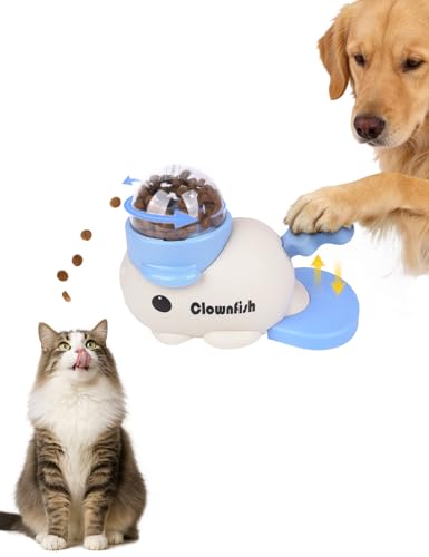 Dog Treat Dispenser Puzzle Toy, Intercative Slow Feeder Bowl for Cats and Dogs, Mental Stimulation Enrichment Toy, Indoor Pet Feeder with Silicone Mat to Keep Pets Busy,Multiple Colors (Blue) - color: blue
