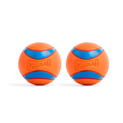 Chuckit! Ultra Ball Dog Toy - Medium Bouncy Fetch Balls For Dogs 20-60 lbs - Made from Durable Rubber - Floating Water Pet Toys - Size Medium - 2.5-inch Diameter - Pack of 2 - size: Medium, style: Medium (2 Pack)