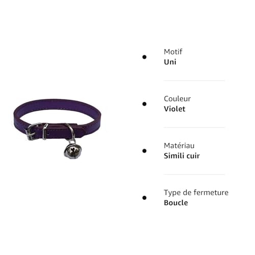 Purple Leather Pet Collars for Cats,Baby Puppy Dog,Adjustable 8"-10.5" Kitten Collar with Bell - color: Purple