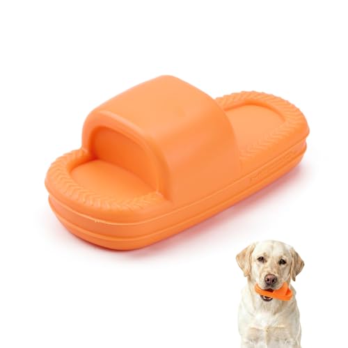 MECOOL Squeaky Slipper Dog Toy - Chew Toys for Aggressive Chewers, Durable Rubber Chew Toy for Dental Cleaning & Boredom Relief, for Small Medium Dogs, Orange - color: Orange