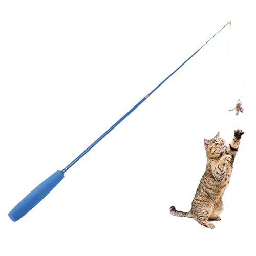 Fishing Line for Cat Feather Teaser, Pack of 2, Nylon Fishing Line with Hook, Cat Feather Toy Accessory, Good Toughness, Easy to Assemble (Clear, 23.6Inch)