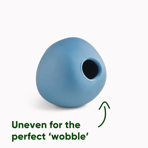 Beco Natural Rubber Wobble & Stuffable Ball Fetch Dog Toy, Perfectly Crafted for Endless Fun, Interactive Bouncing, and Treat-Dispensing Challenges. Suitable for All Dog and Puppy Size, Blue
