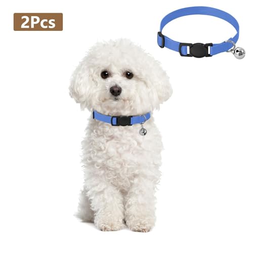 Pet Collars 2 Pack Comfortable Cat Collar Adjustable Length 10.6" to 17.1" - color: Salvia Blue