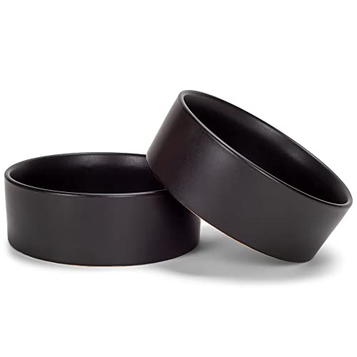 NAT & Jules Nibbles and Dribbles Black 5 inch Stoneware Small Pet Bowls Set of 2