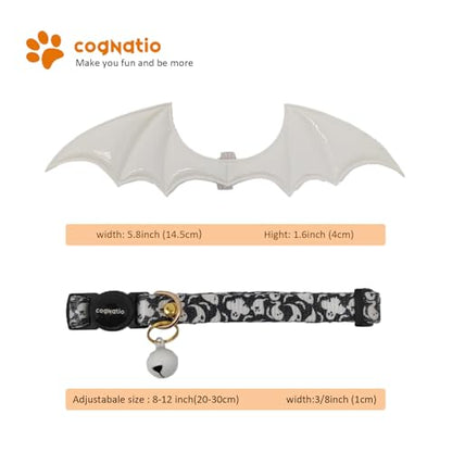 2 Pack Breakaway cat Collars with Bell,Safety Quick Release Pendant Cute Kitten Collar,Adjustable 20-30cm (Ghost, 20-30cm) - color: Ghost