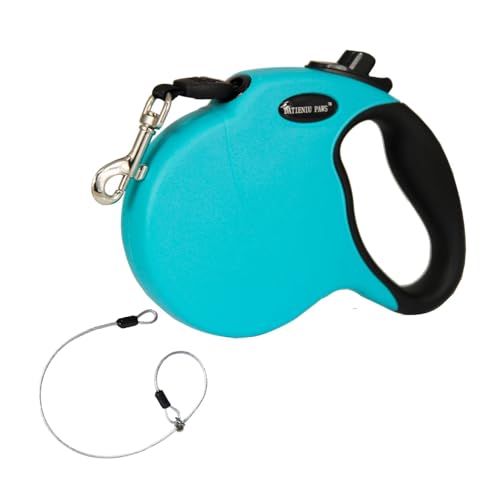 13Ft Chew Proof Retractable Dog Leash Anti-Chewing Wire Ropes Hands-Free Adjustable Safety Lock Durable Nylon Belt for Small Dogs Blue S - color: Blue, size: Small