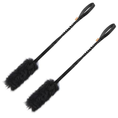 Dog Rope,Dog Bungee Chaser 100% Sheepskin,Sheep Smell Tug for All Breeds(Black, Long Without Ball 2Pack) - color: Black, size: Long Without Ball 2Pack