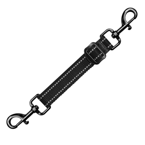 Dog Collar Safety Clip, Reflective Double-Ended Backup Connector for Harness to Collar, Adjustable Safety Clip for Prong, Pinch Collars, Prevents Escapes & Accidental Disconnection - color: Black, size: L